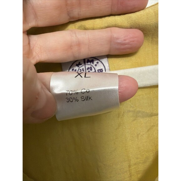 Kim Bernardin Paris Mustard V-Neck Tunic Top Silk Cotton Blend Size XL - Picture 9 of 10